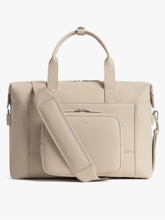 Monos Handbags - Monos Metro Duffel + Folio Kit Ivory Vegan Leather Travel Bag